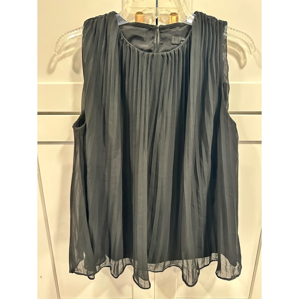 J.Crew‎ 365 Womens Black Pleated Sleeveless Blouse Chiffon Top Small